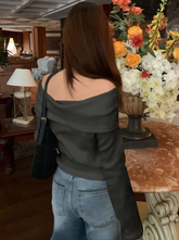 Open Shoulder Knitted T-